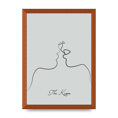 The Kiss Line Drawing Grey Art For The Home - A3 framed