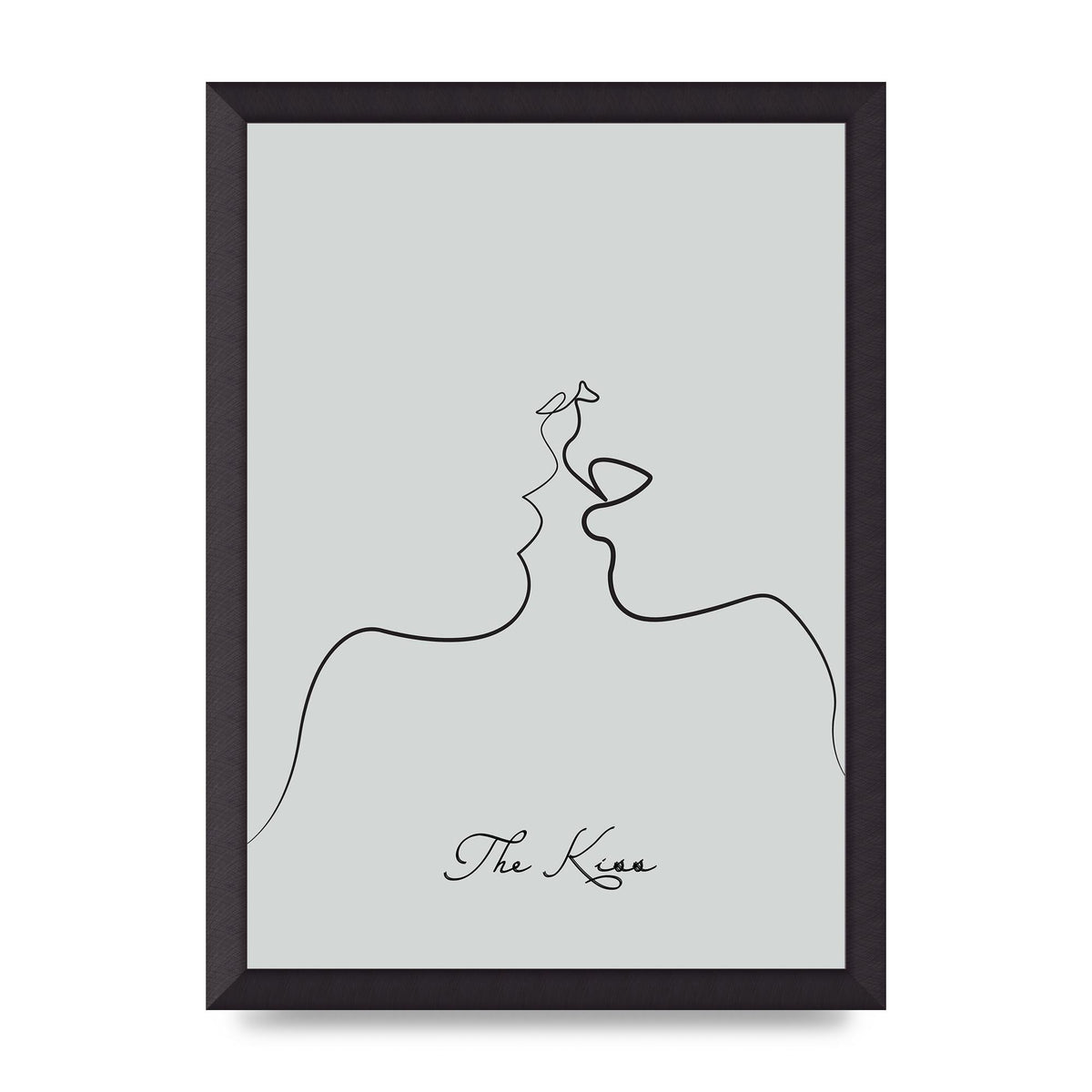 The Kiss Line Drawing Grey Art For The Home - A3 framed