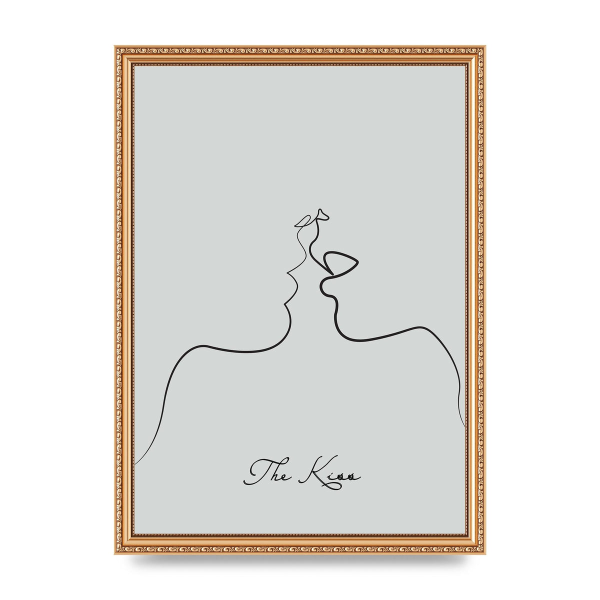 The Kiss Line Drawing Grey Art For The Home - A3 framed