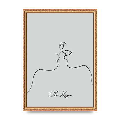 The Kiss Line Drawing Grey Art For The Home - A3 framed
