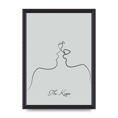 The Kiss Line Drawing Grey Art For The Home - A3 framed