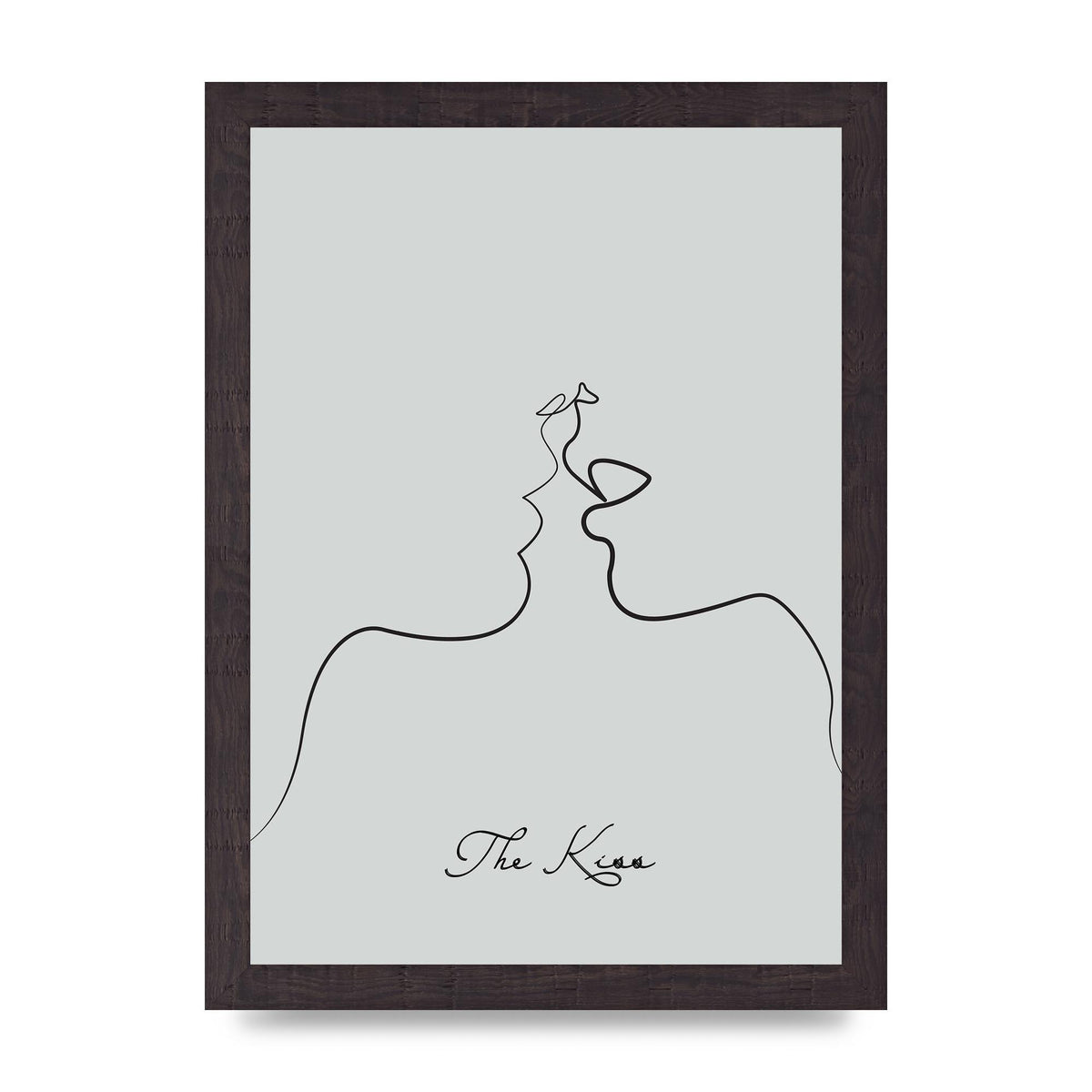 The Kiss Line Drawing Grey Art For The Home - A4 framed