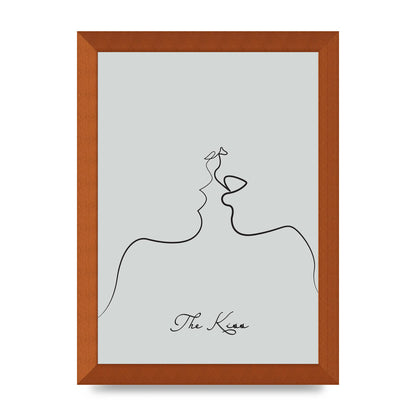 The Kiss Line Drawing Grey Art For The Home - A4 framed