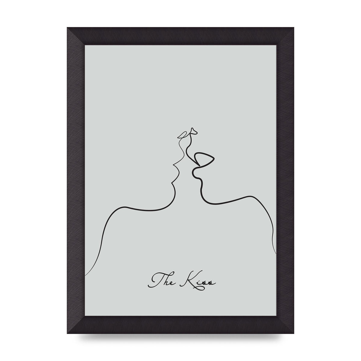 The Kiss Line Drawing Grey Art For The Home - A4 framed