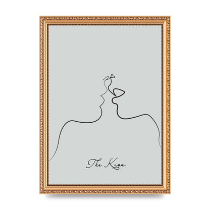The Kiss Line Drawing Grey Art For The Home - A4 framed
