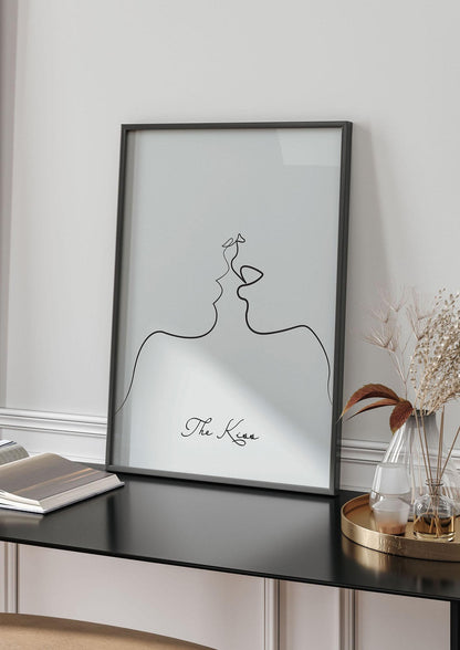 The Kiss Line Drawing Grey Art For The Home - living room 4