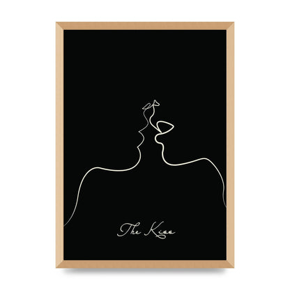 The Kiss Line Drawing Black Printed Poster - A2 framed