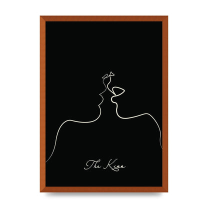 The Kiss Line Drawing Black Printed Poster - A2 framed