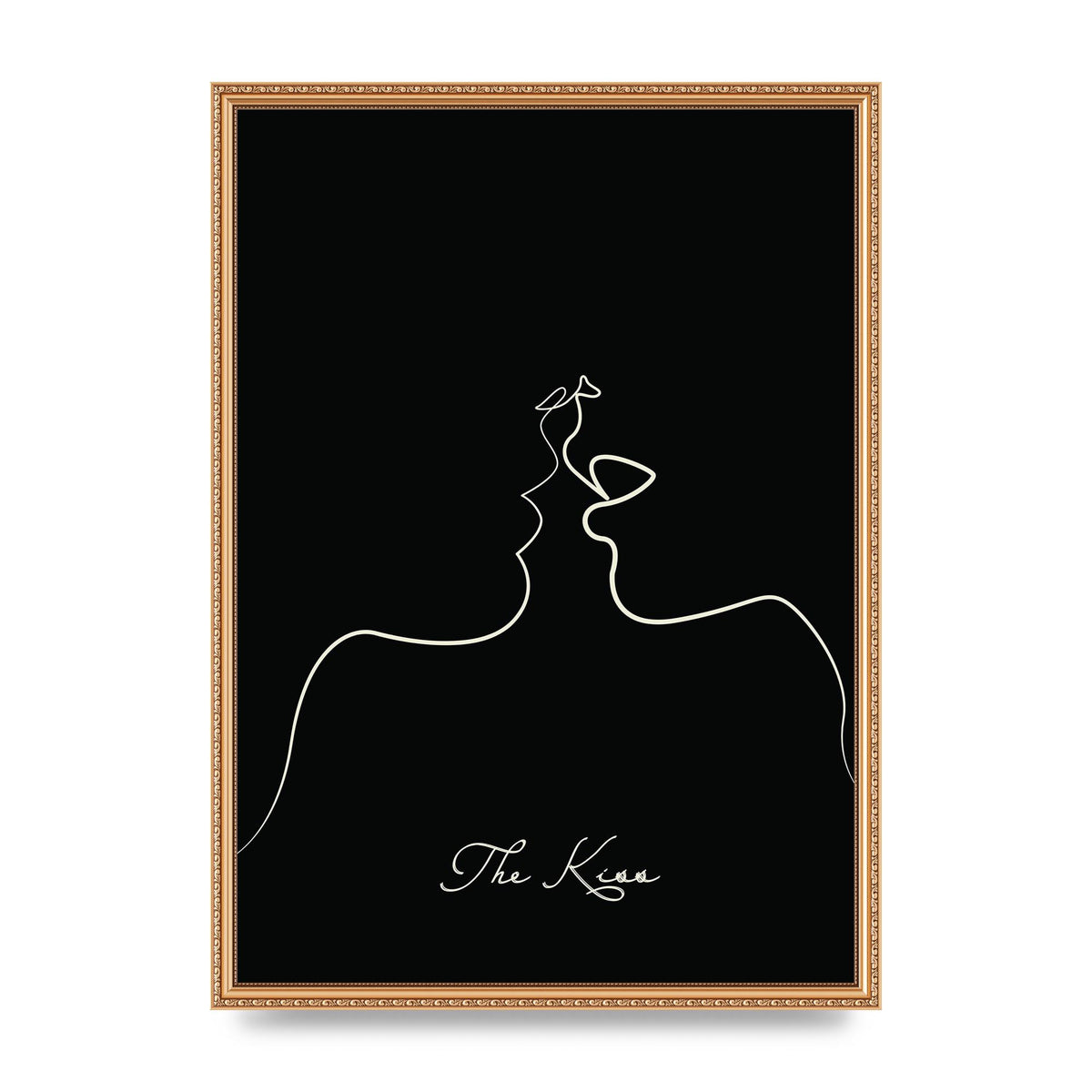 The Kiss Line Drawing Black Printed Poster - A2 framed