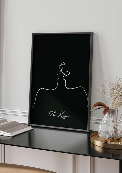 The Kiss Line Drawing Black Printed Poster - living room 4