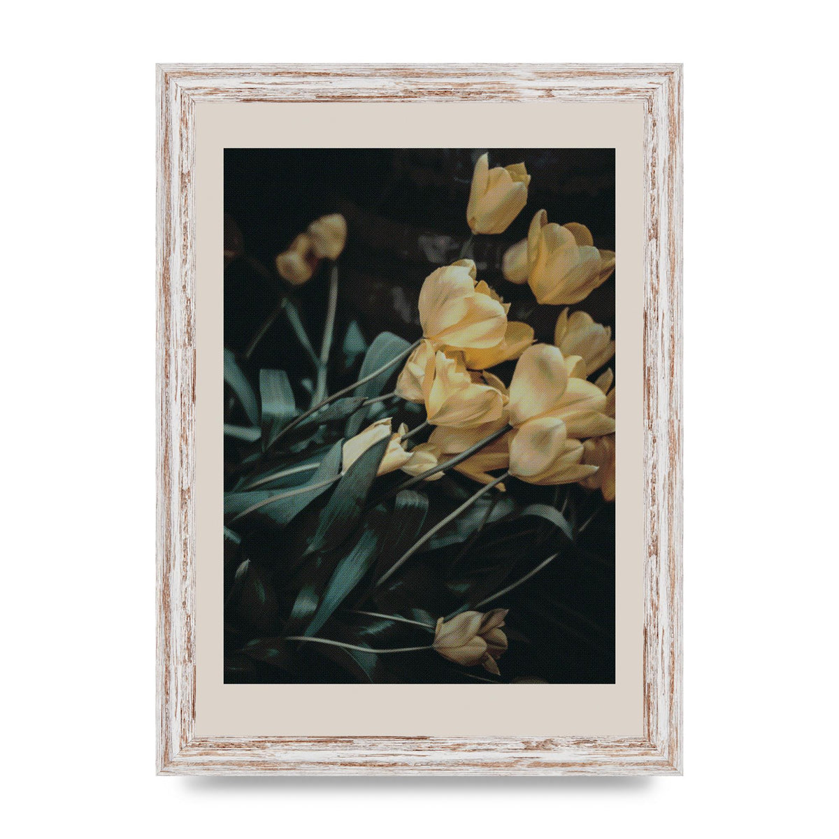 Yellow Flower Halftone Wall Art - A4 framed