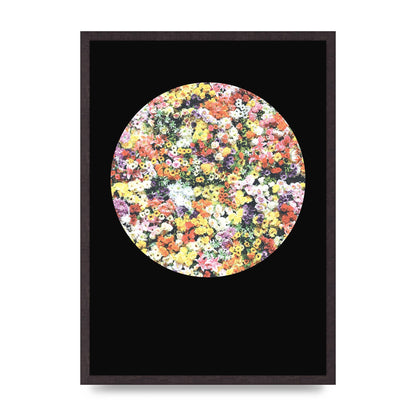 Flower Disc Black Printed Poster - A2 framed