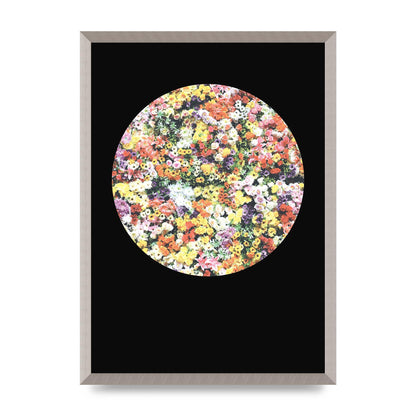 Flower Disc Black Printed Poster - A2 framed