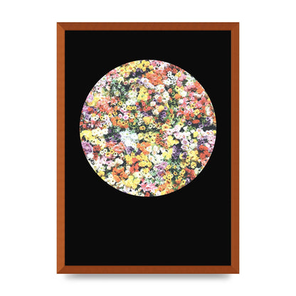 Flower Disc Black Printed Poster - A2 framed