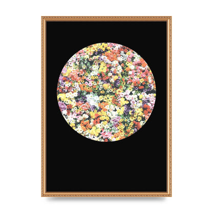 Flower Disc Black Printed Poster - A2 framed