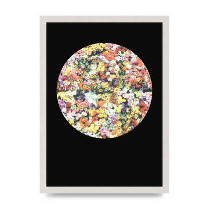 Flower Disc Black Printed Poster - A3 framed
