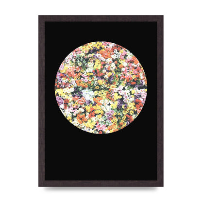 Flower Disc Black Printed Poster - A3 framed