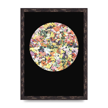 Flower Disc Black Printed Poster - A3 framed