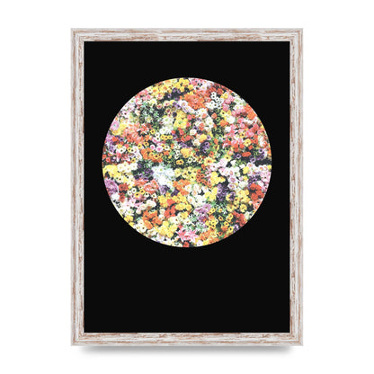 Flower Disc Black Printed Poster - A3 framed