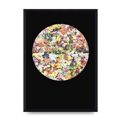 Flower Disc Black Printed Poster - A3 framed