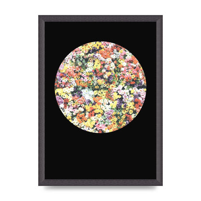 Flower Disc Black Printed Poster - A3 framed