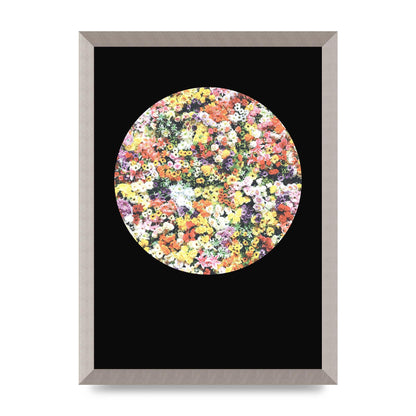 Flower Disc Black Printed Poster - A3 framed