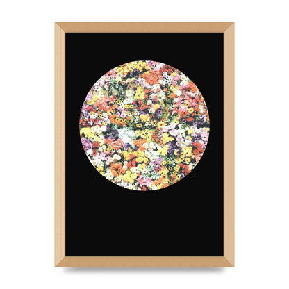 Flower Disc Black Printed Poster - A3 framed
