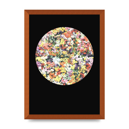 Flower Disc Black Printed Poster - A3 framed