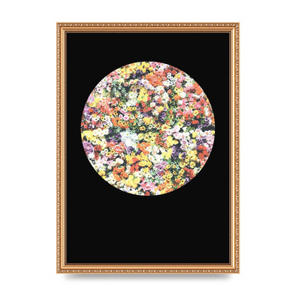 Flower Disc Black Printed Poster - A3 framed