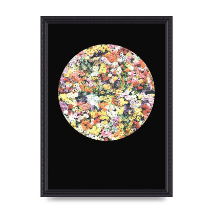 Flower Disc Black Printed Poster - A3 framed