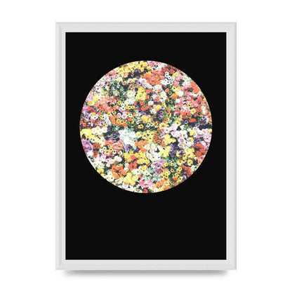 Flower Disc Black Printed Poster - A3 framed
