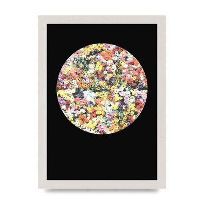 Flower Disc Black Printed Poster - A4 framed