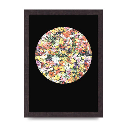 Flower Disc Black Printed Poster - A4 framed