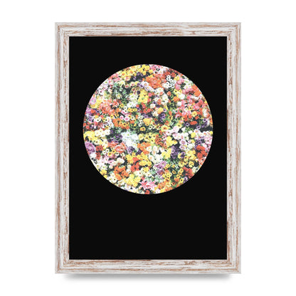 Flower Disc Black Printed Poster - A4 framed