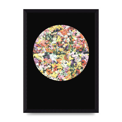 Flower Disc Black Printed Poster - A4 framed