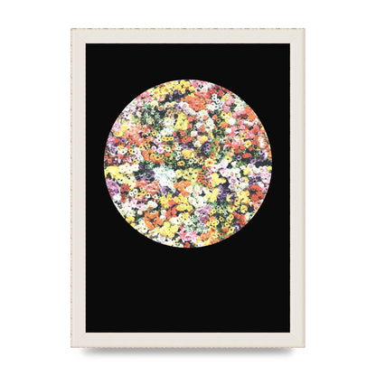 Flower Disc Black Printed Poster - A4 framed