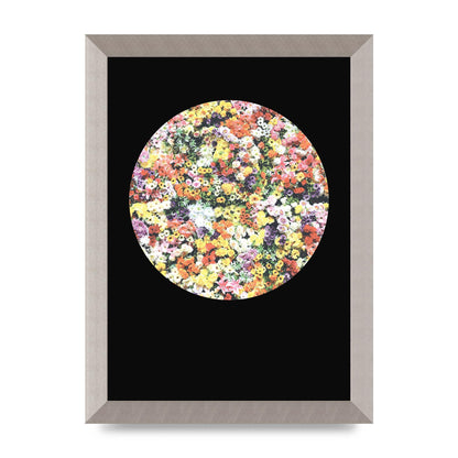 Flower Disc Black Printed Poster - A4 framed
