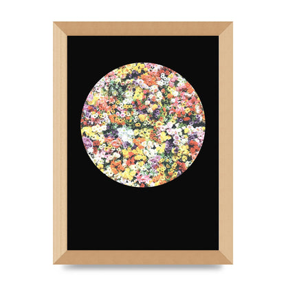 Flower Disc Black Printed Poster - A4 framed