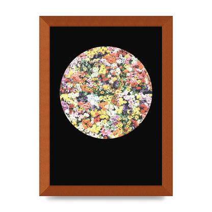 Flower Disc Black Printed Poster - A4 framed