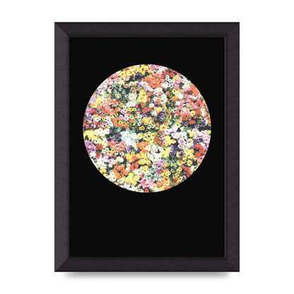 Flower Disc Black Printed Poster - A4 framed