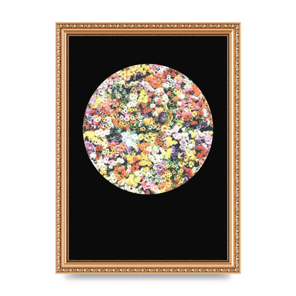 Flower Disc Black Printed Poster - A4 framed