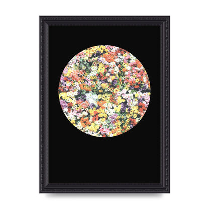 Flower Disc Black Printed Poster - A4 framed