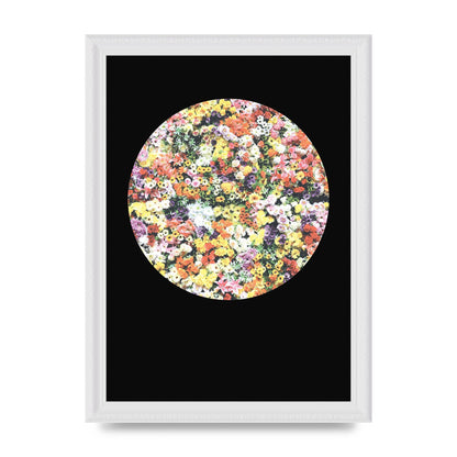 Flower Disc Black Printed Poster - A4 framed