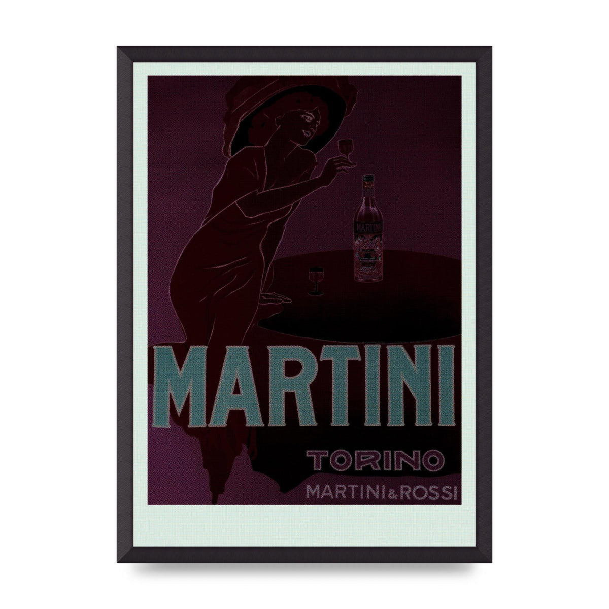 Vintage Dark Martini Cocktail Wall Art - A2 framed