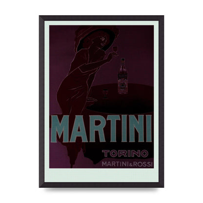 Vintage Dark Martini Cocktail Wall Art - A2 framed
