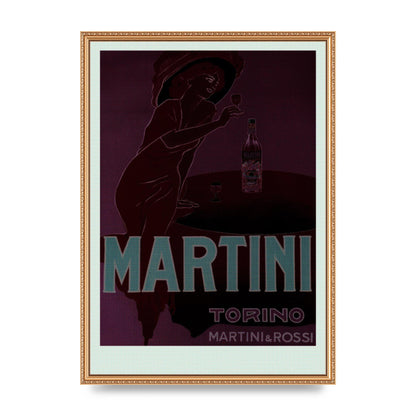 Vintage Dark Martini Cocktail Wall Art - A2 framed