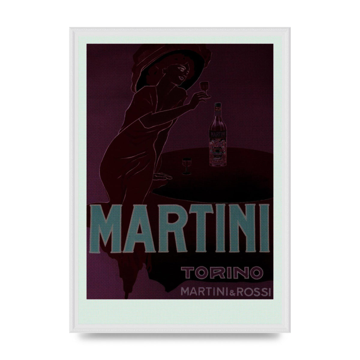Vintage Dark Martini Cocktail Wall Art - A2 framed