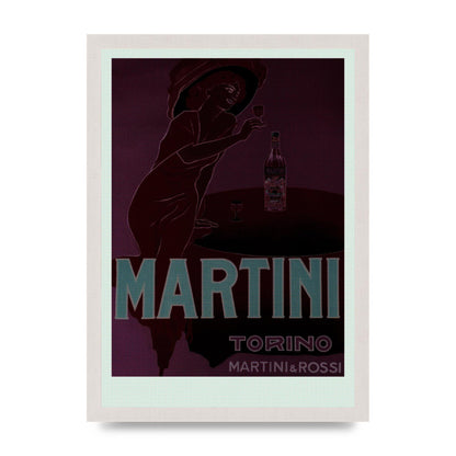 Vintage Dark Martini Cocktail Wall Art - A3 framed