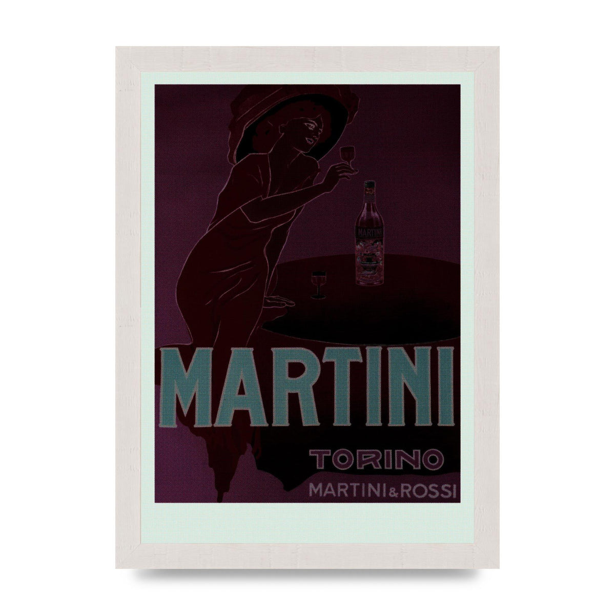 Vintage Dark Martini Cocktail Wall Art - A4 framed