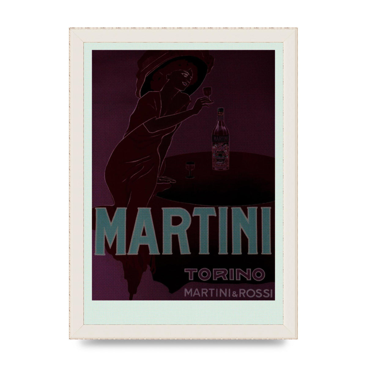 Vintage Dark Martini Cocktail Wall Art - A4 framed